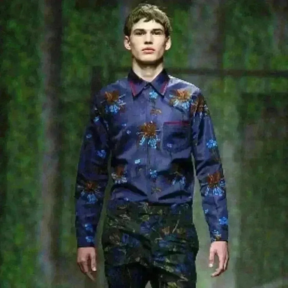 Prada Floral Silk /  Cotton Button-Down Shirt - Picture 2 of 12